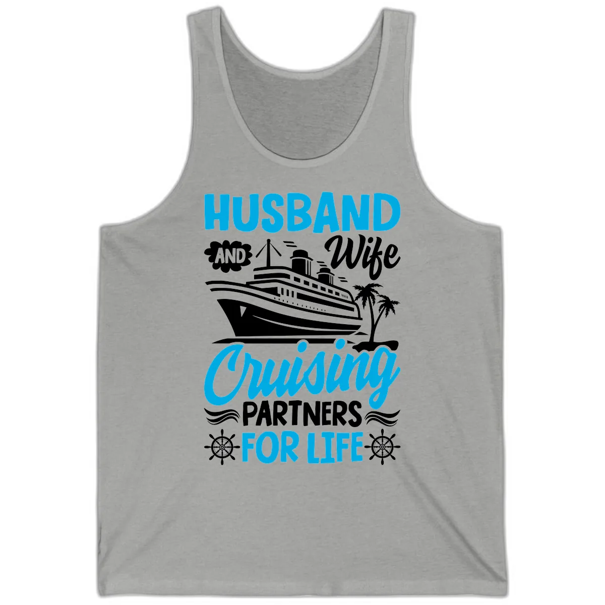 Husband And Wife Cruising Partners For Life Tank in Athletic Heather