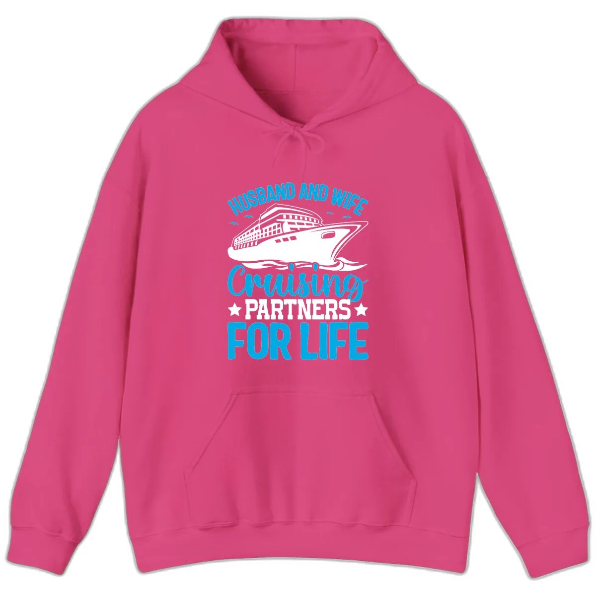 Husband And Wife Cruising Partners For Life Hoodie in Heliconia