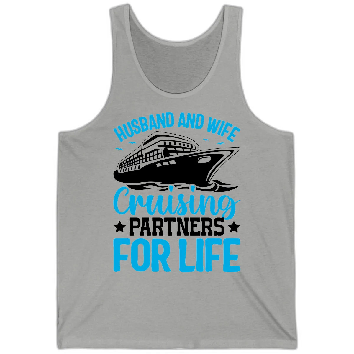 Husband And Wife Cruising Partners For Life Tank in Athletic Heather