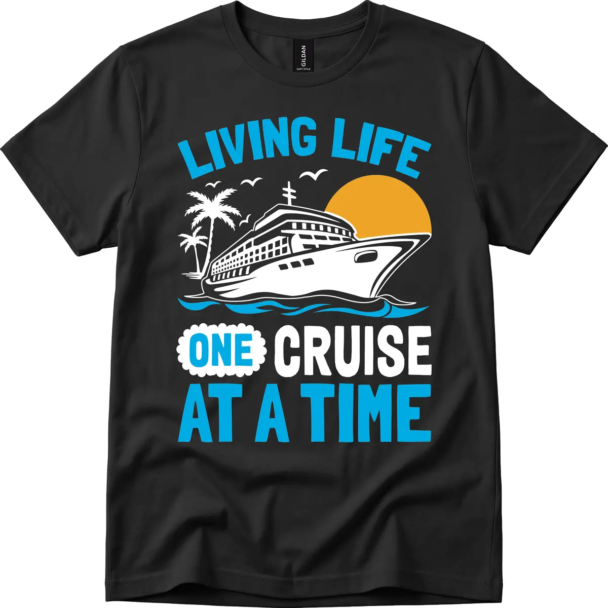 Living Life One Cruise At A Time T-Shirt in Black