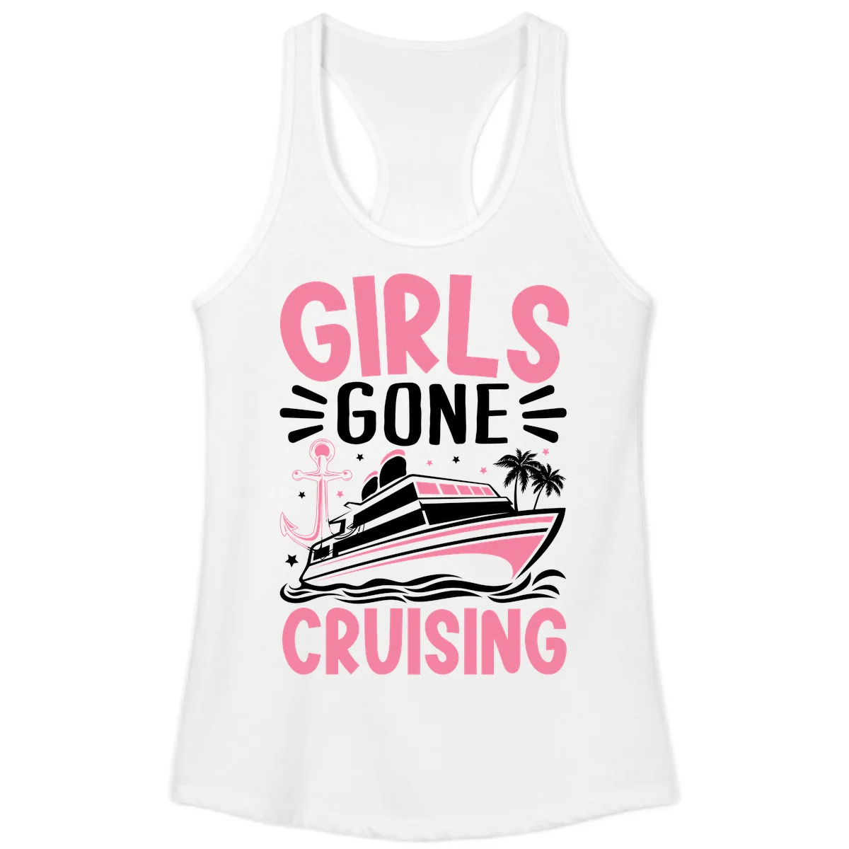 Girls Gone Cruising Ladies Tank in White