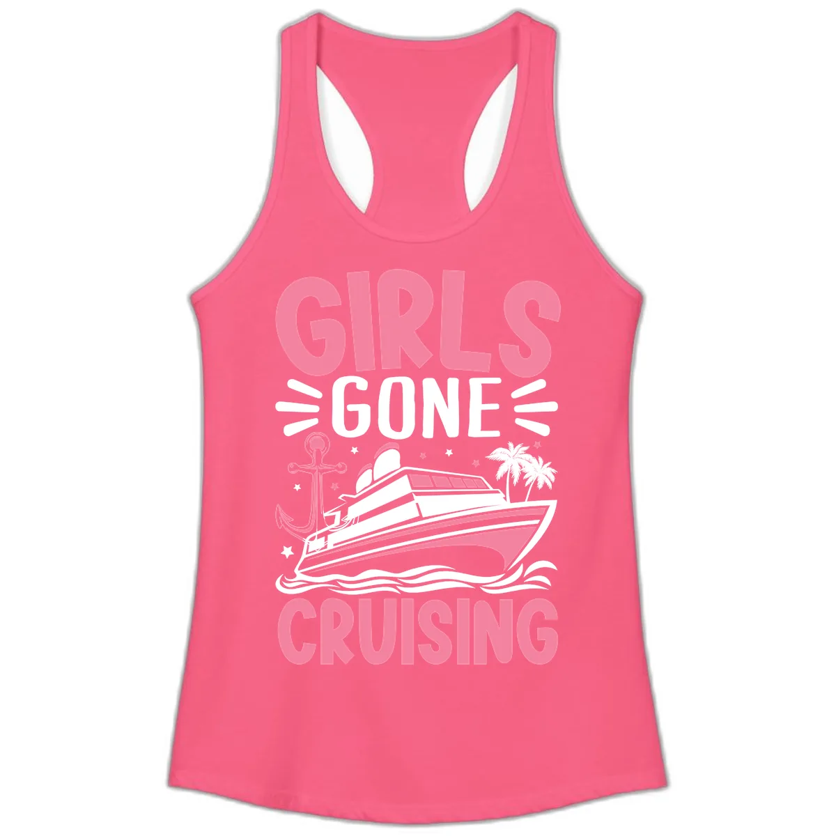 Girls Gone Cruising Ladies Tank in Solid Hot Pink