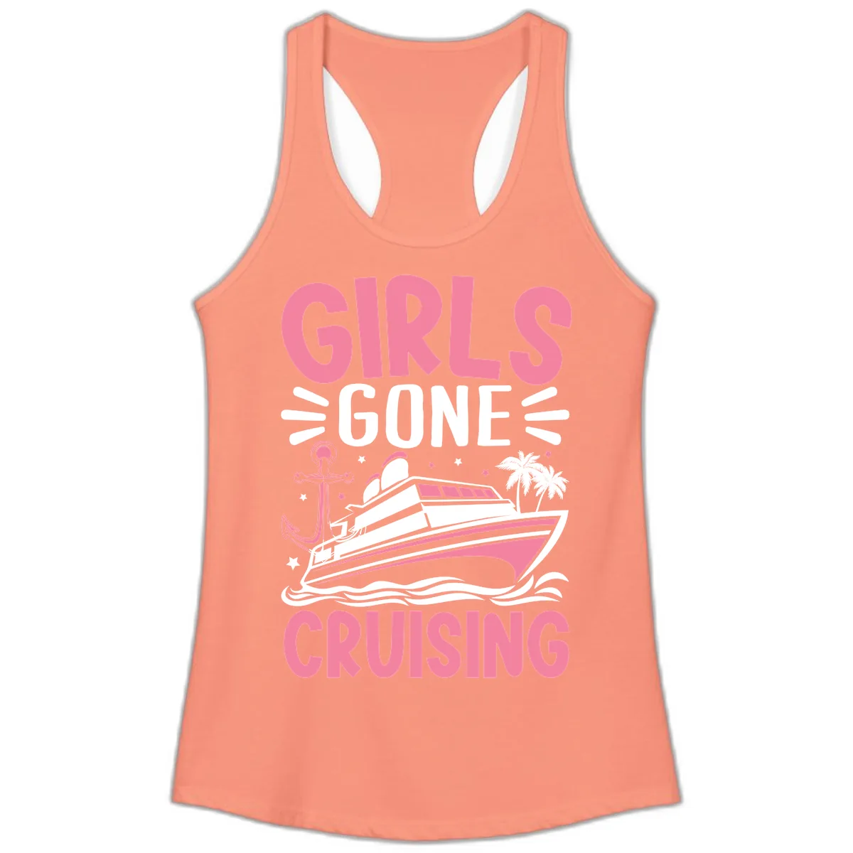 Girls Gone Cruising Ladies Tank in Solid Light Orange