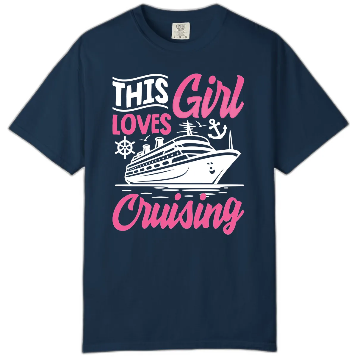 This Girl Loves Cruising Comfort Color in True Navy