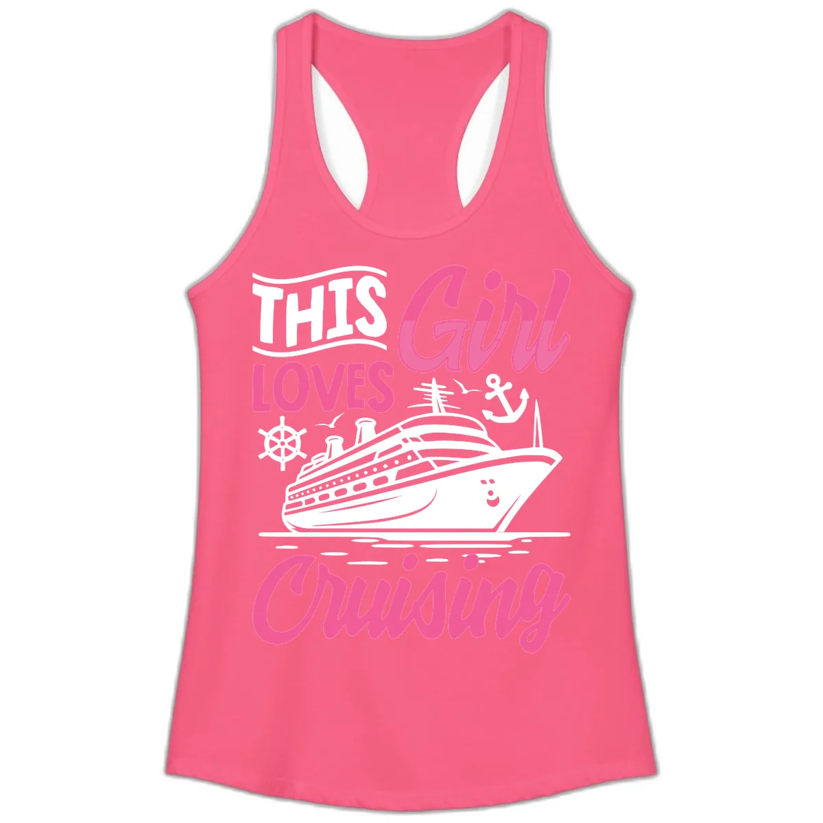 This Girl Loves Cruising Ladies Tank in Solid Hot Pink
