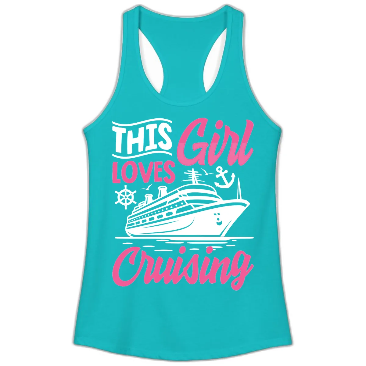 This Girl Loves Cruising Ladies Tank in Tahiti Blue
