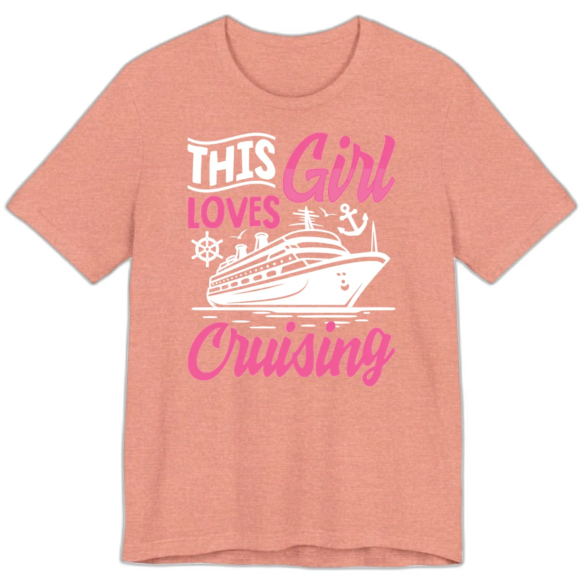 This Girl Loves Cruising Premium T-Shirt in Heather Sunset