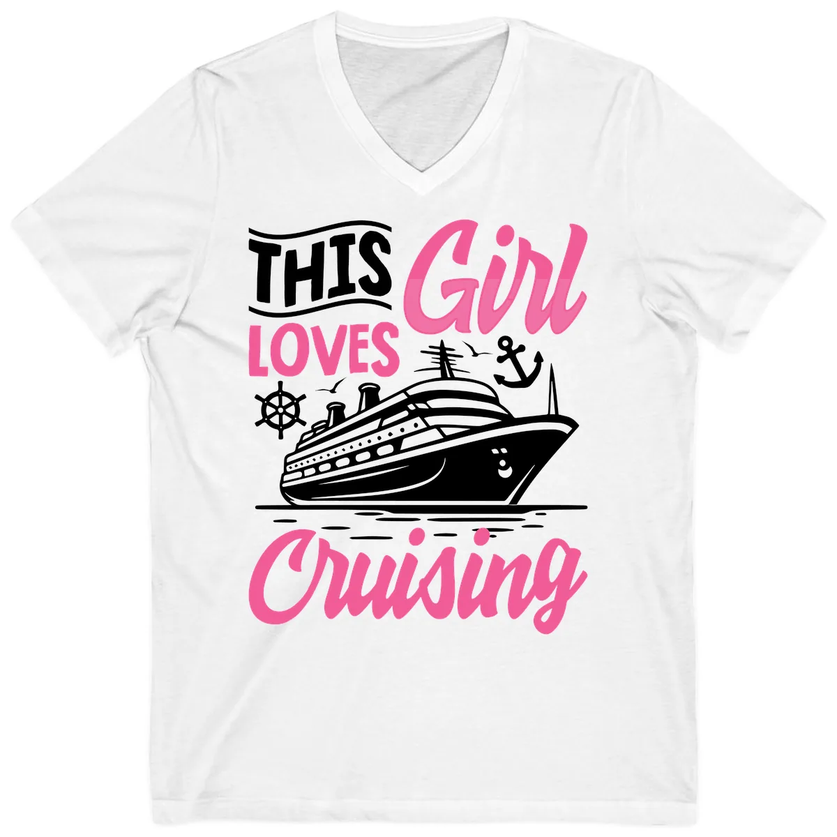 This Girl Loves Cruising V-Neck in White