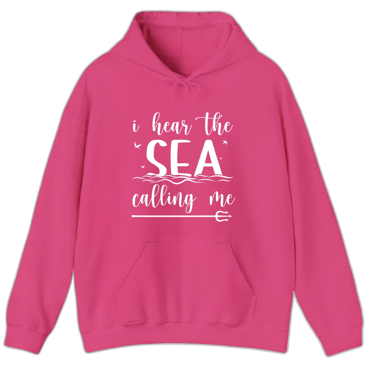 I Hear The Sea Calling Me Hoodie in Heliconia