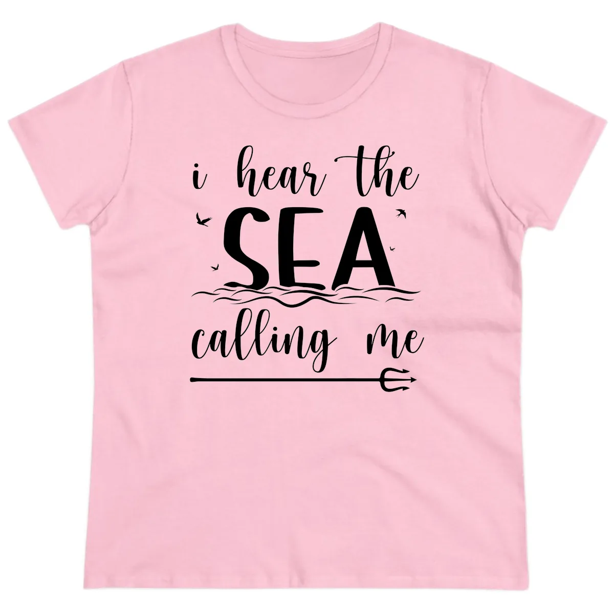 I Hear The Sea Calling Me Ladies Tee in Light Pink