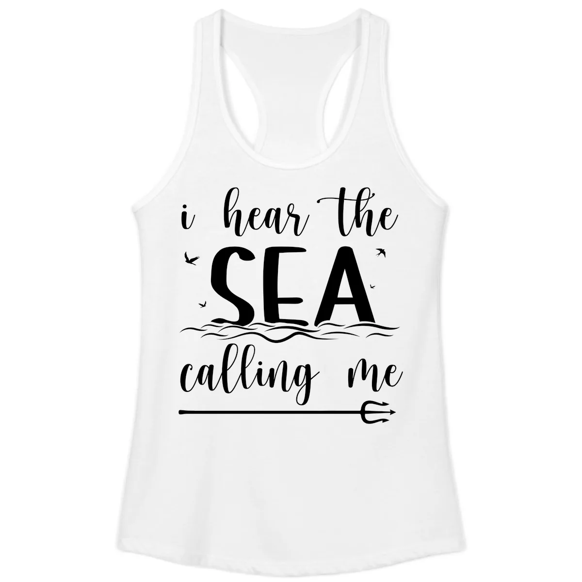I Hear The Sea Calling Me Ladies Tank in White