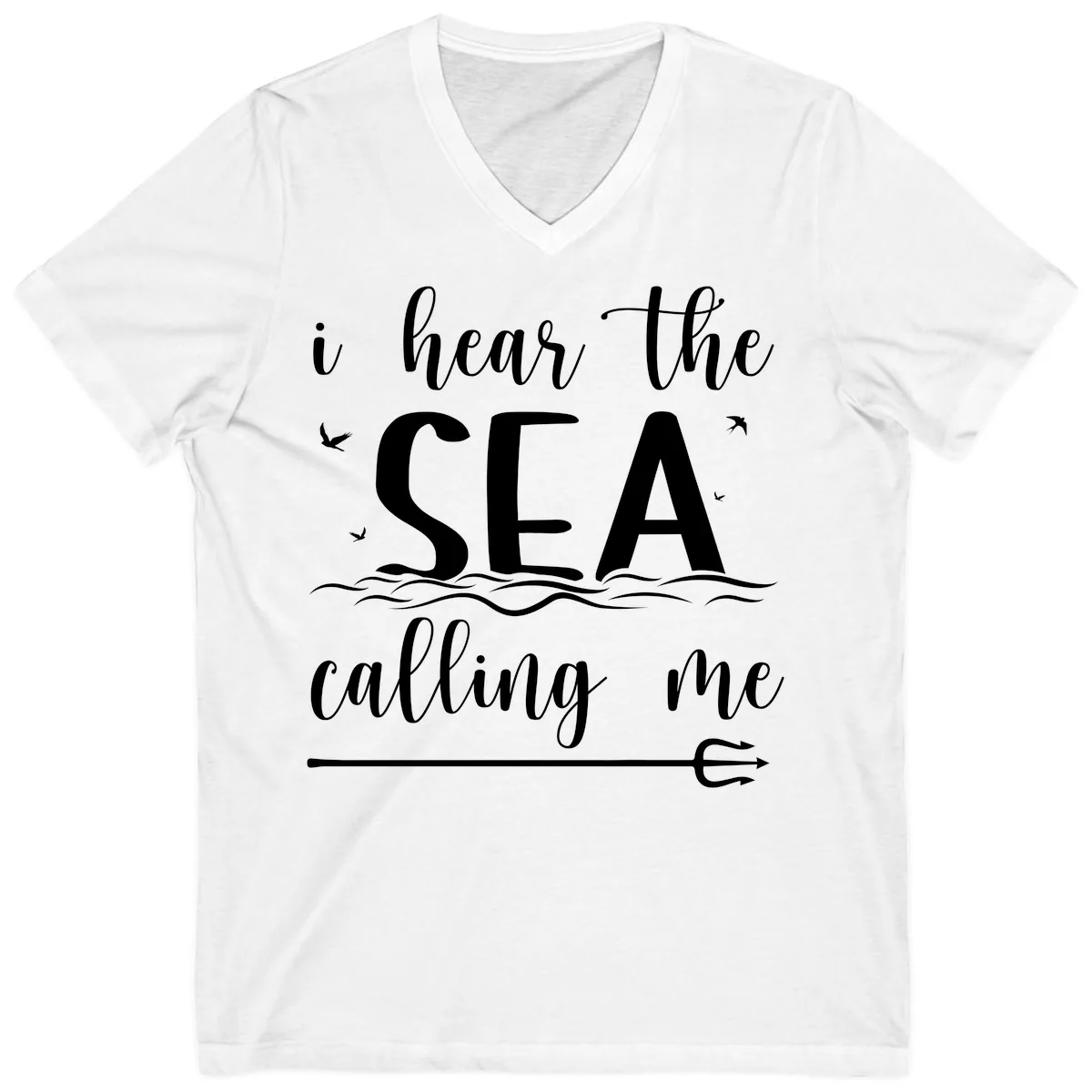 I Hear The Sea Calling Me V-Neck in White