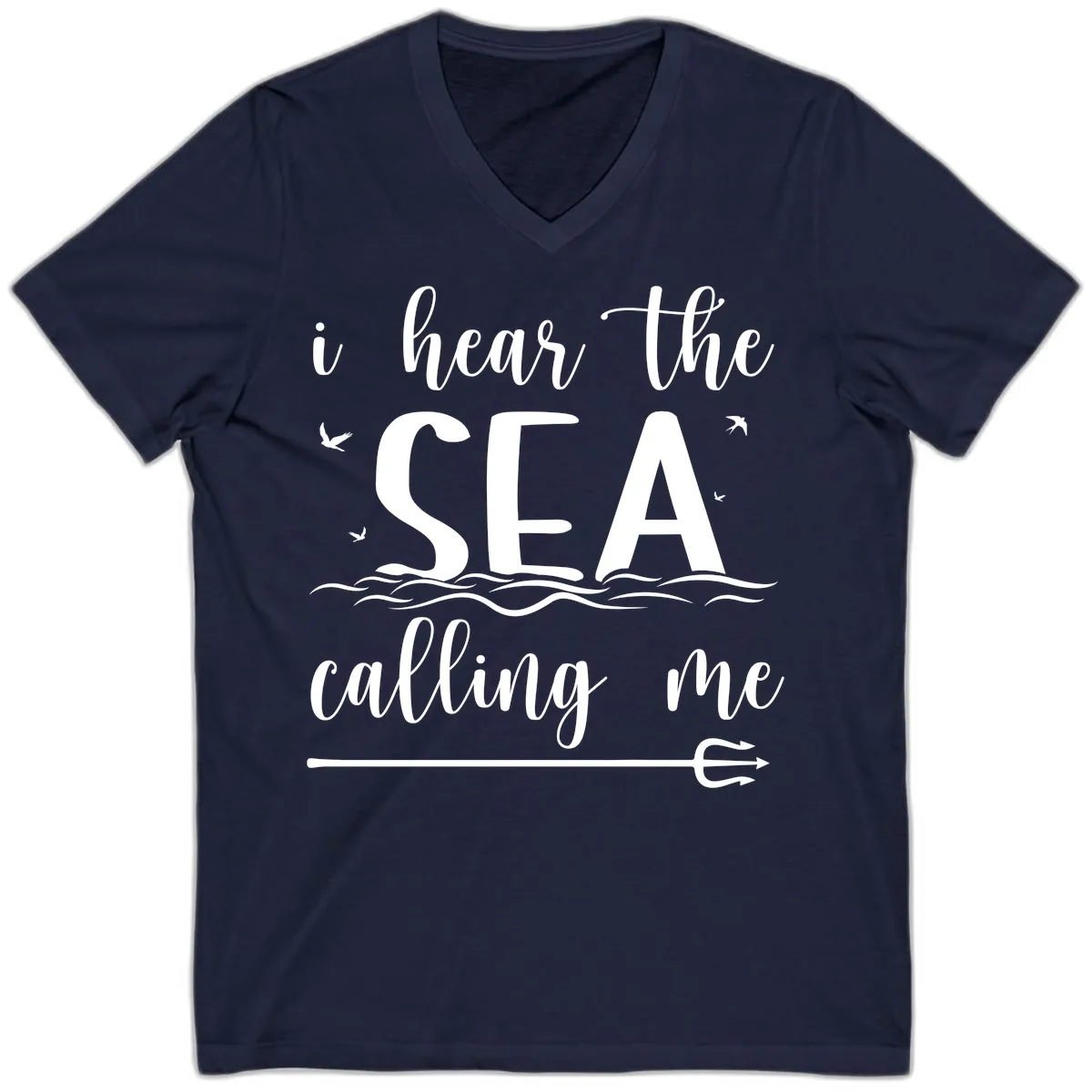 I Hear The Sea Calling Me V-Neck in Navy