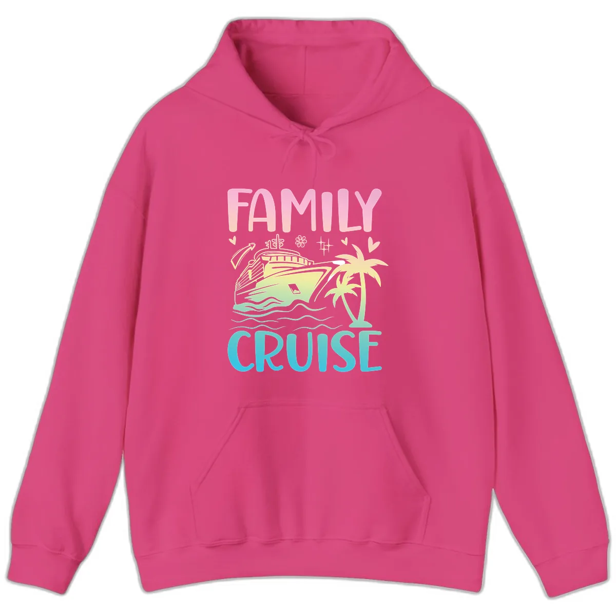 Family Cruise Vacation Hoodie in Heliconia