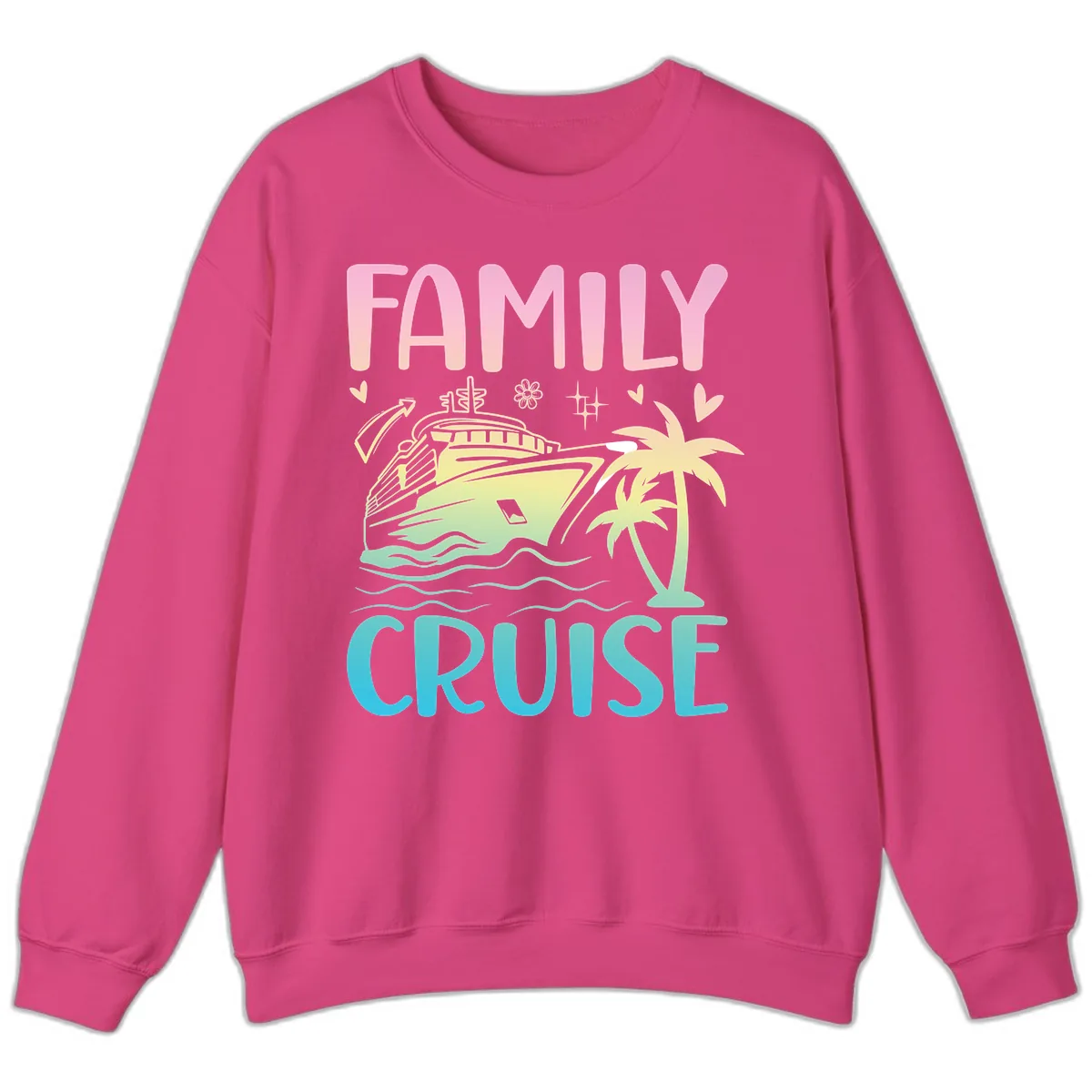 Family Cruise Vacation Sweatshirt in Heliconia