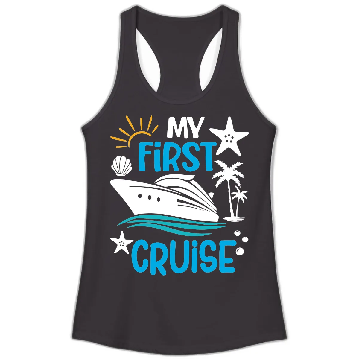 My First Cruise Ladies Tank in Black