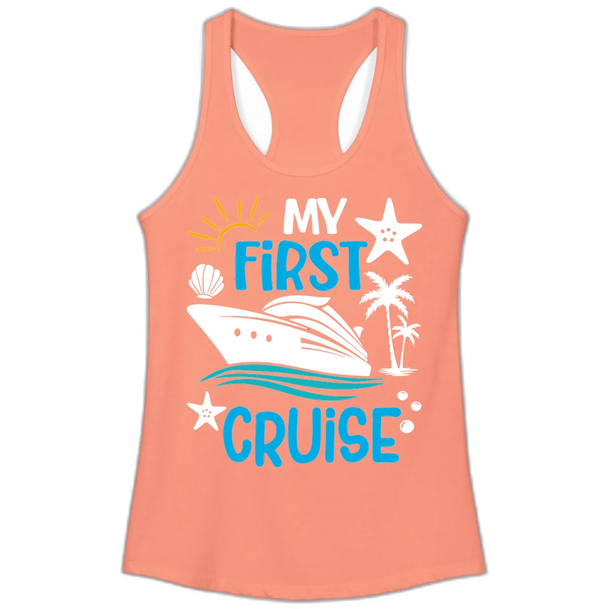 My First Cruise Ladies Tank in Solid Light Orange