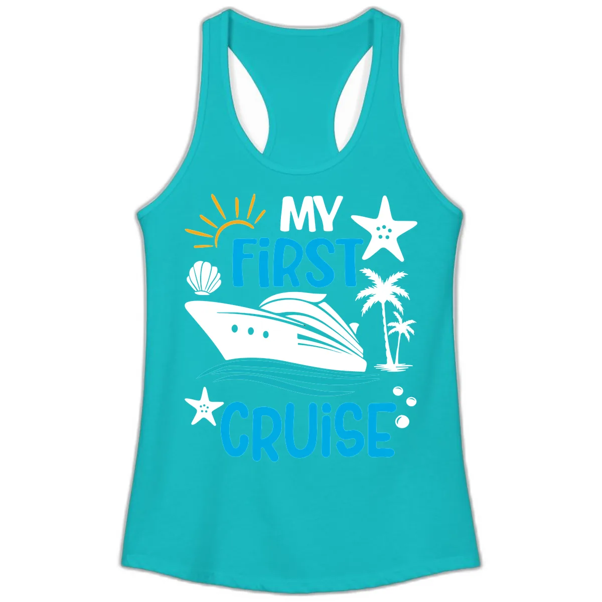 My First Cruise Ladies Tank in Tahiti Blue
