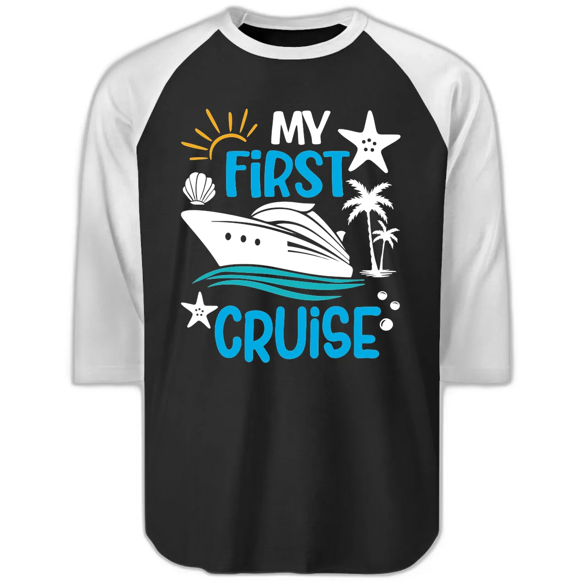 My First Cruise Raglan 3/4 in Black White