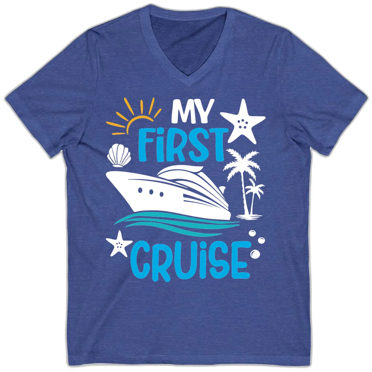 My First Cruise V-Neck in Heather True Royal