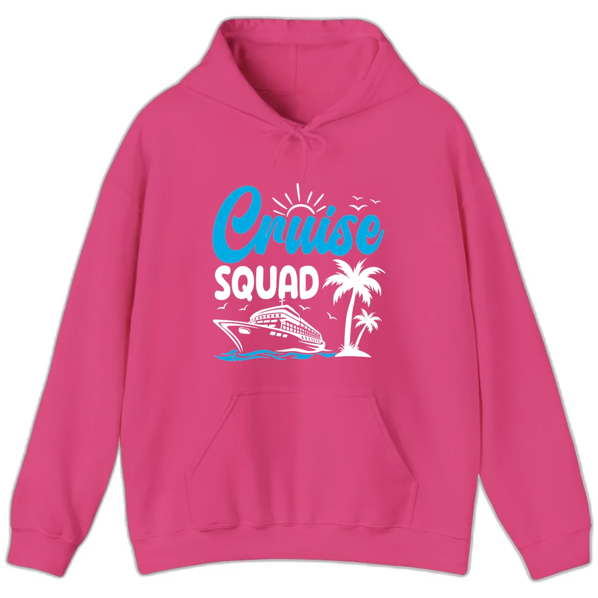 Cruise Squad Vacation Vibes Hoodie in Heliconia