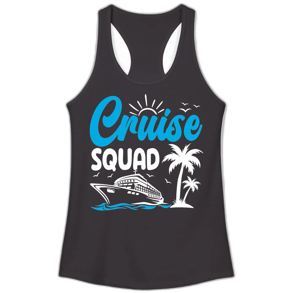 Cruise Squad Vacation Vibes Ladies Tank in Black