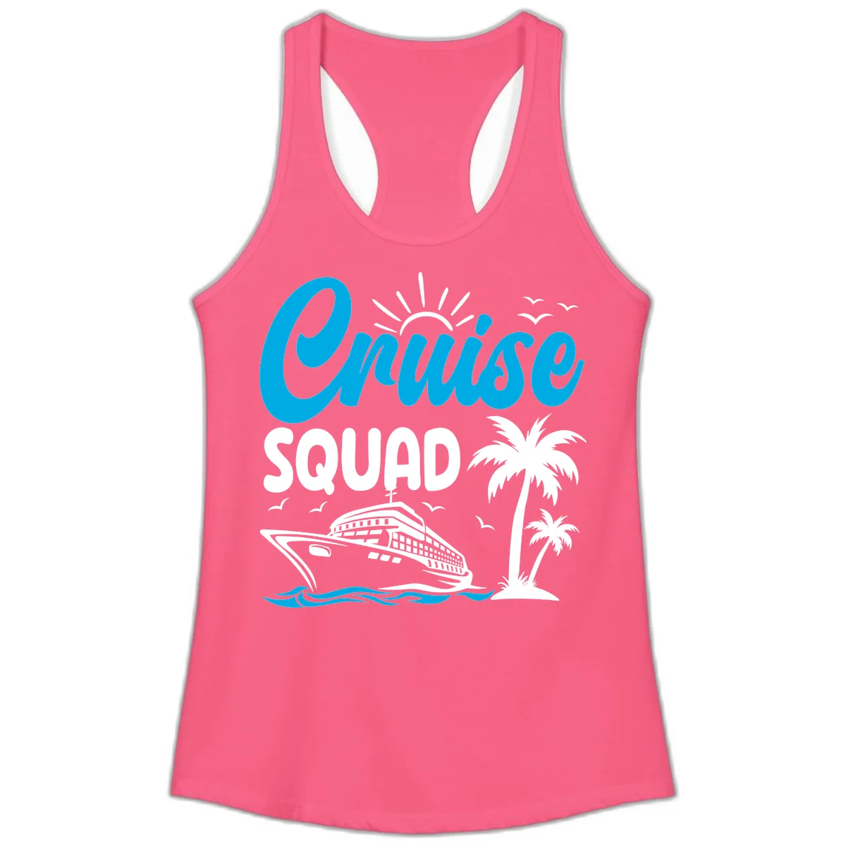 Cruise Squad Vacation Vibes Ladies Tank in Solid Hot Pink