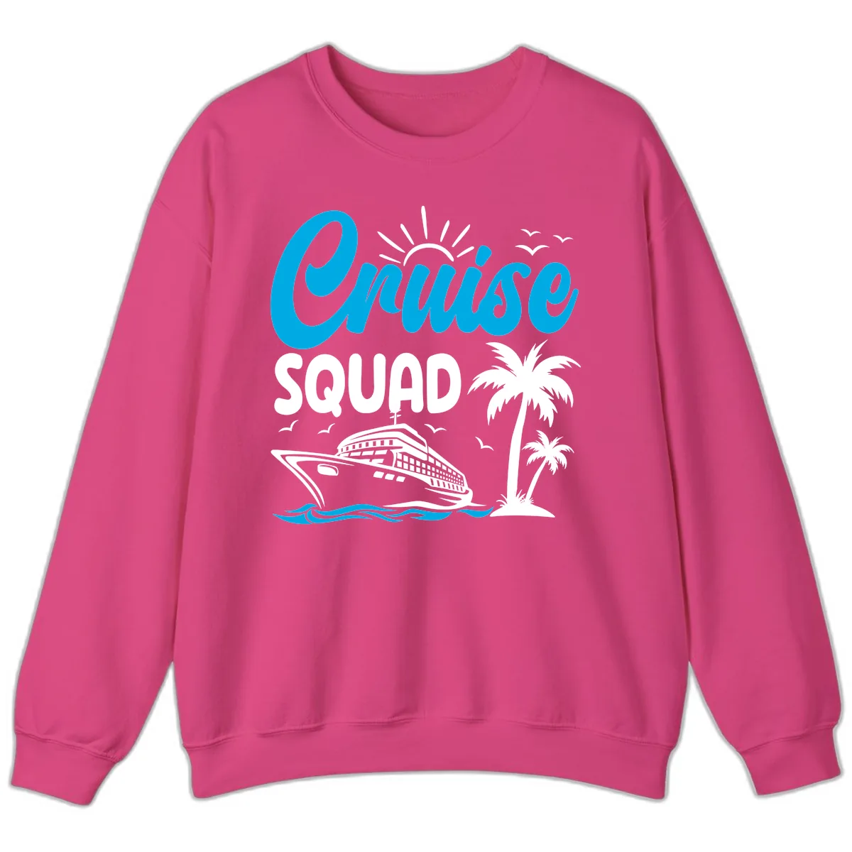 Cruise Squad Vacation Vibes Sweatshirt in Heliconia