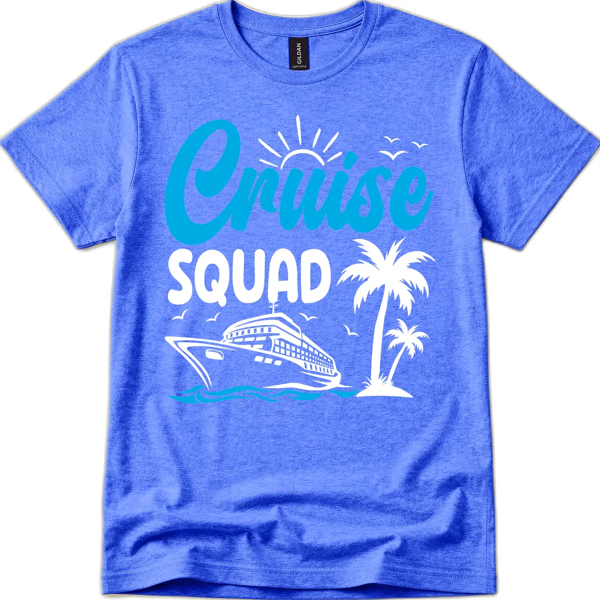 Cruise Squad Vacation Vibes T-Shirt in Heather Royal