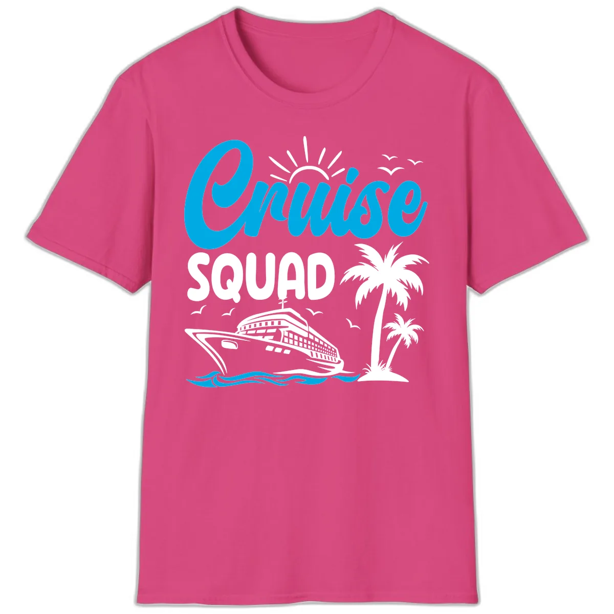Cruise Squad Vacation Vibes T-Shirt in Heliconia