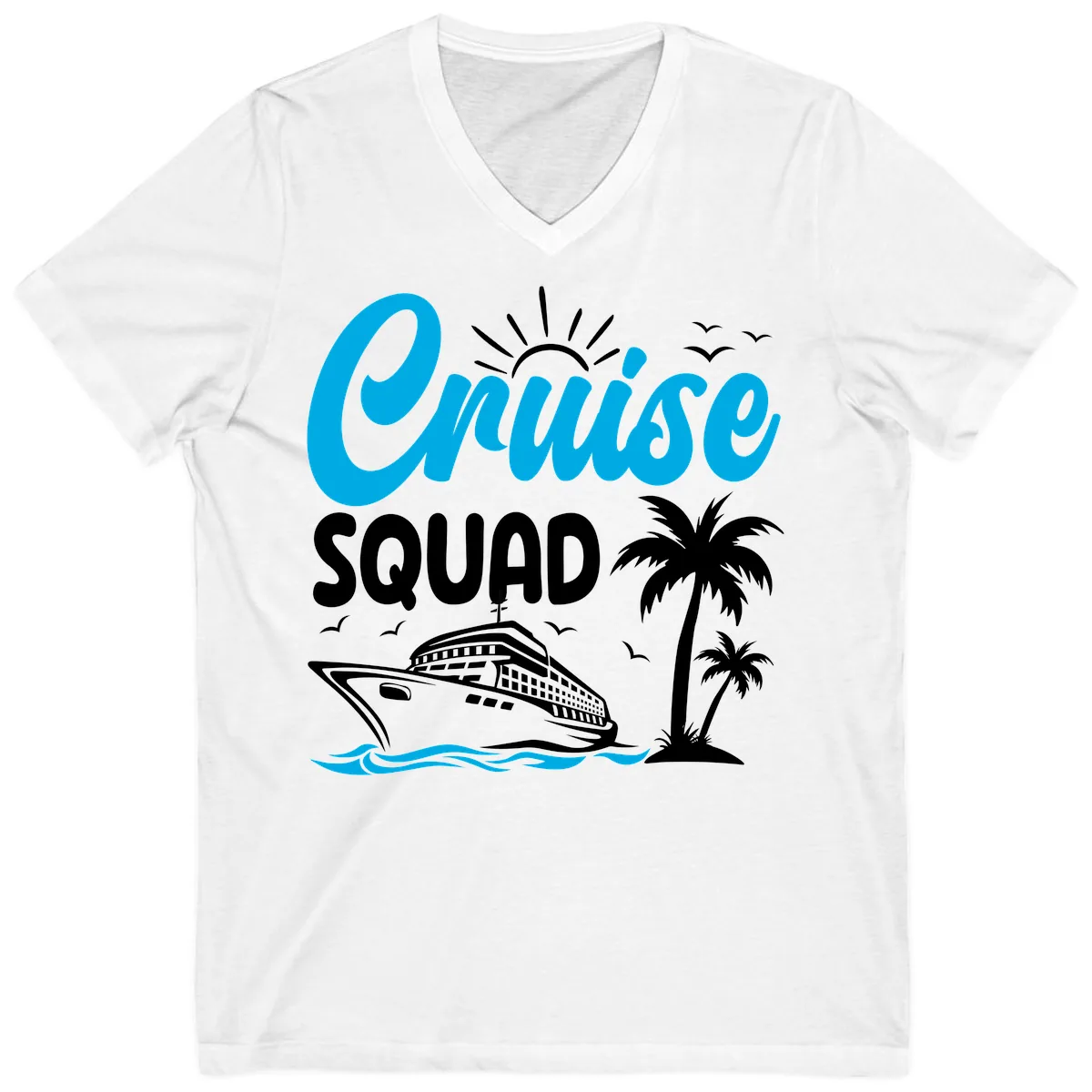 Cruise Squad Vacation Vibes V-Neck in White