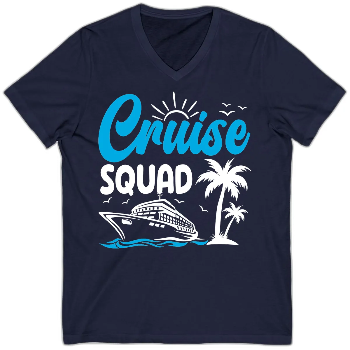 Cruise Squad Vacation Vibes V-Neck in Navy