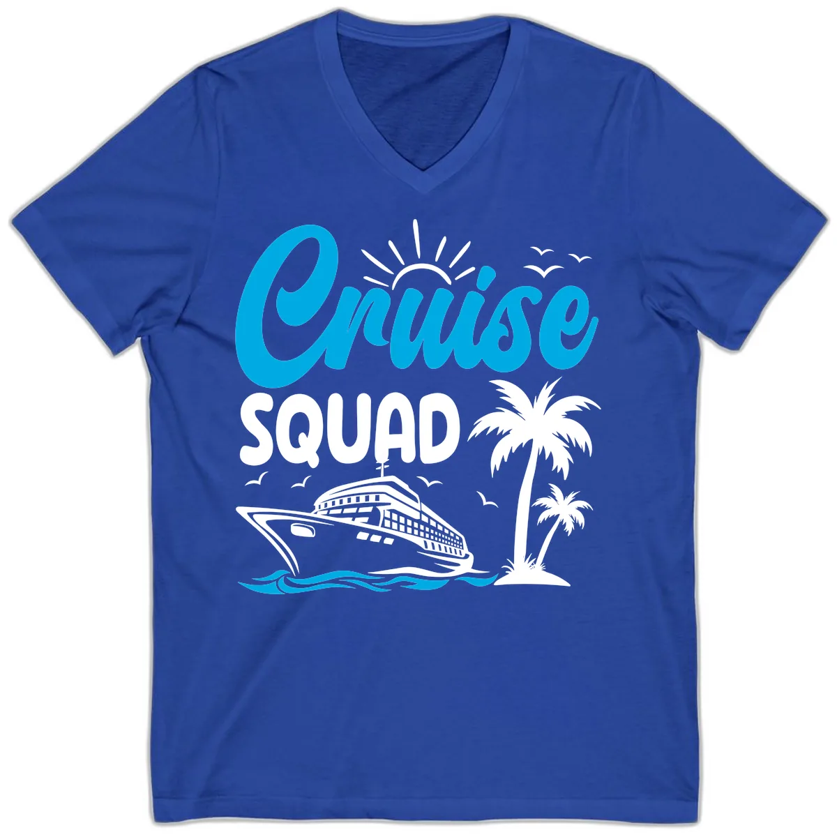 Cruise Squad Vacation Vibes V-Neck in True Royal