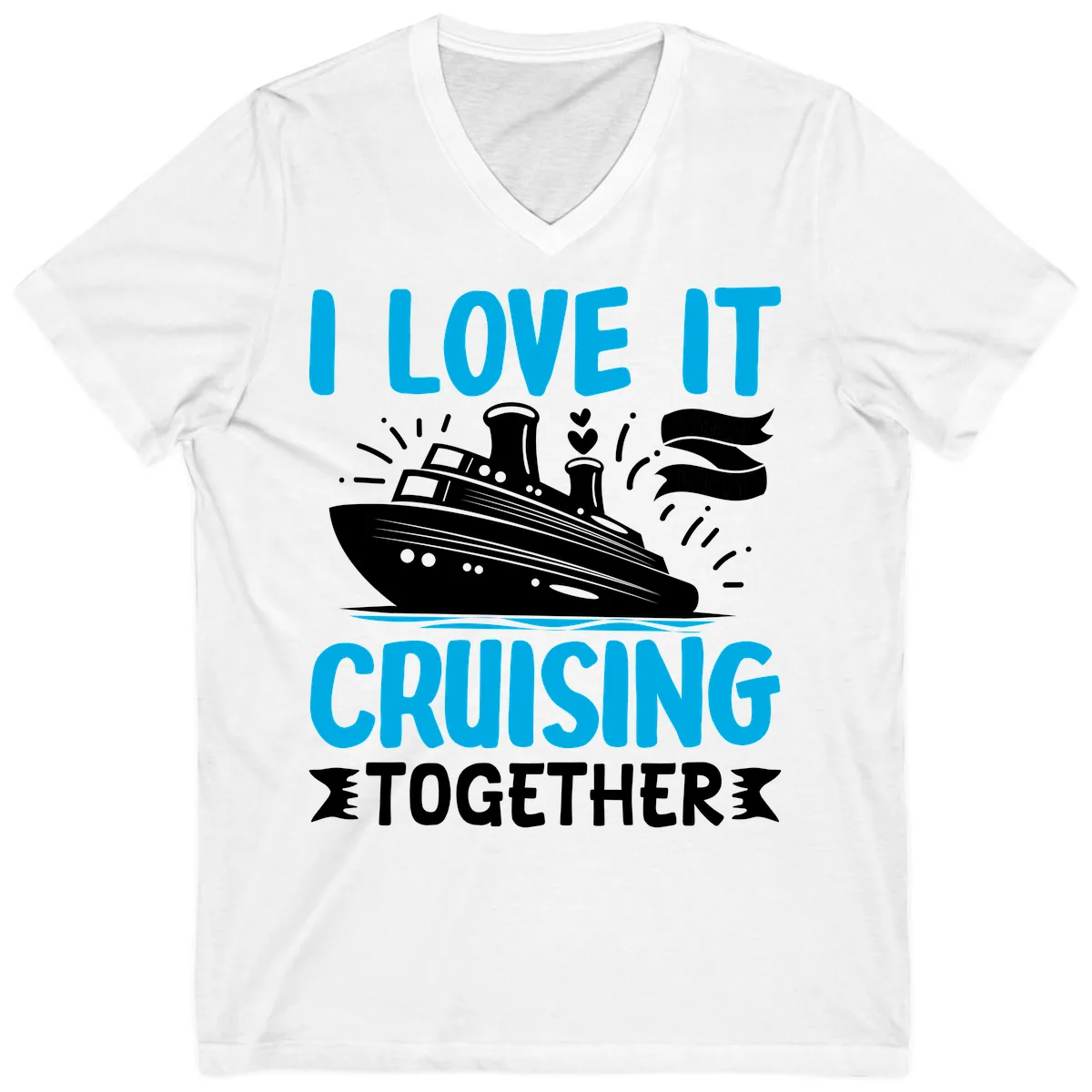 I Love It Cruising Together V-Neck in White
