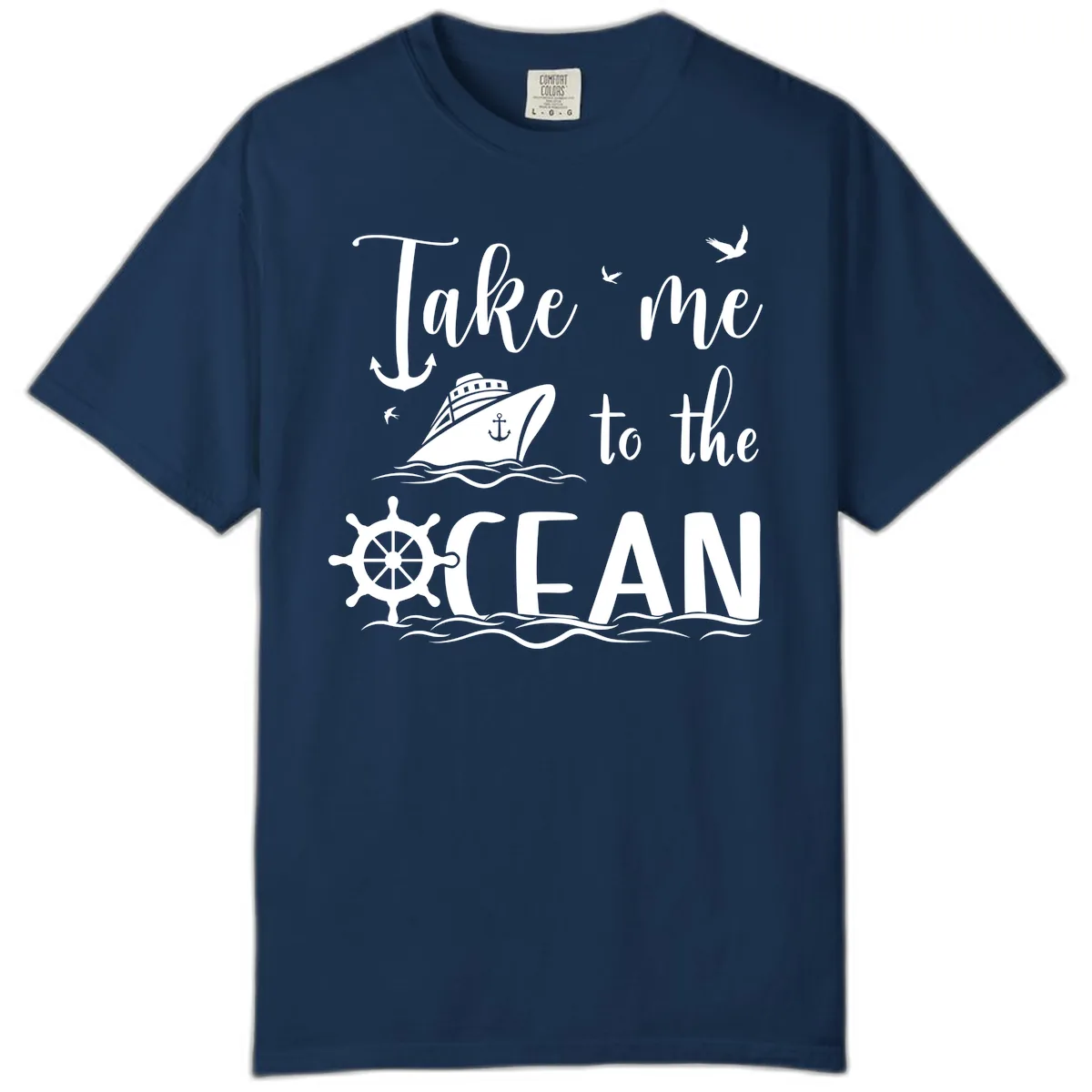 Take Me To The Ocean Comfort Color in Navy