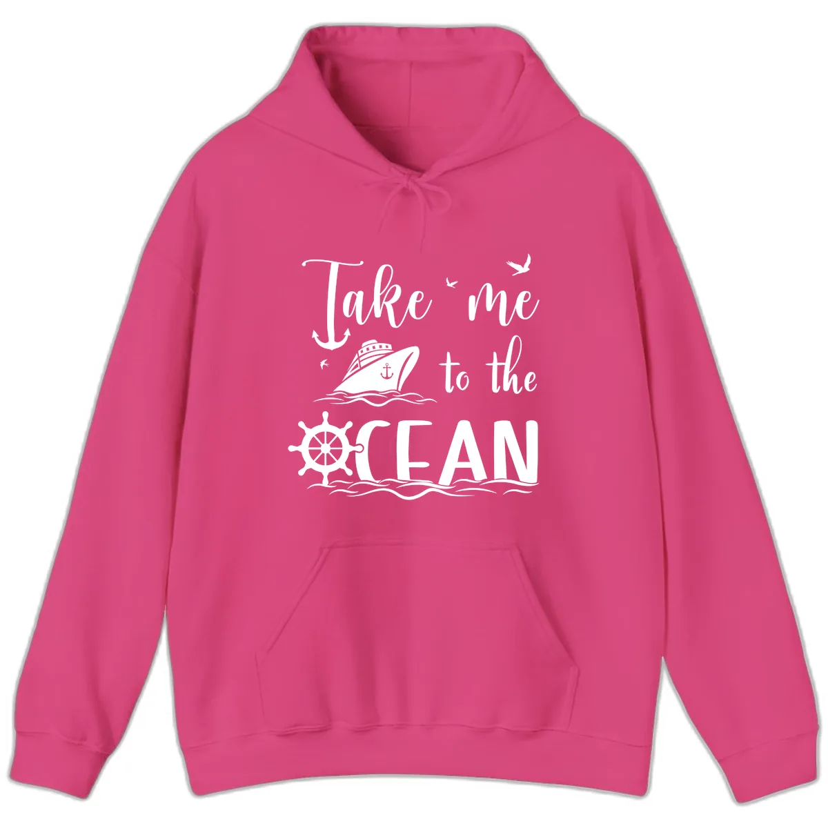 Take Me To The Ocean Hoodie in Heliconia