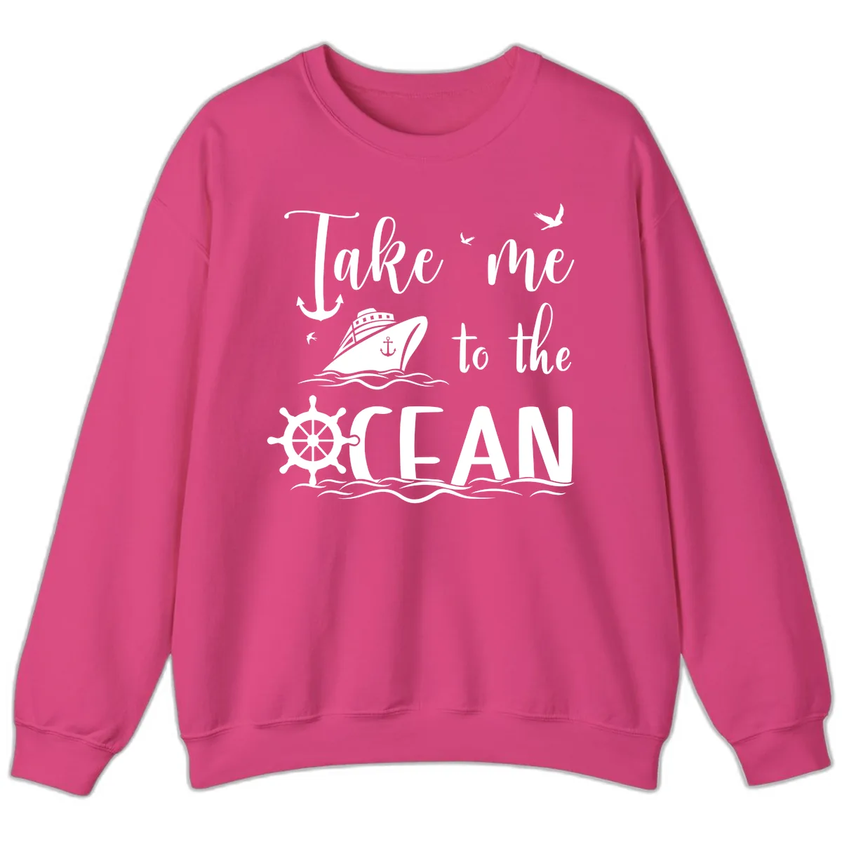 Take Me To The Ocean Sweatshirt in Heliconia
