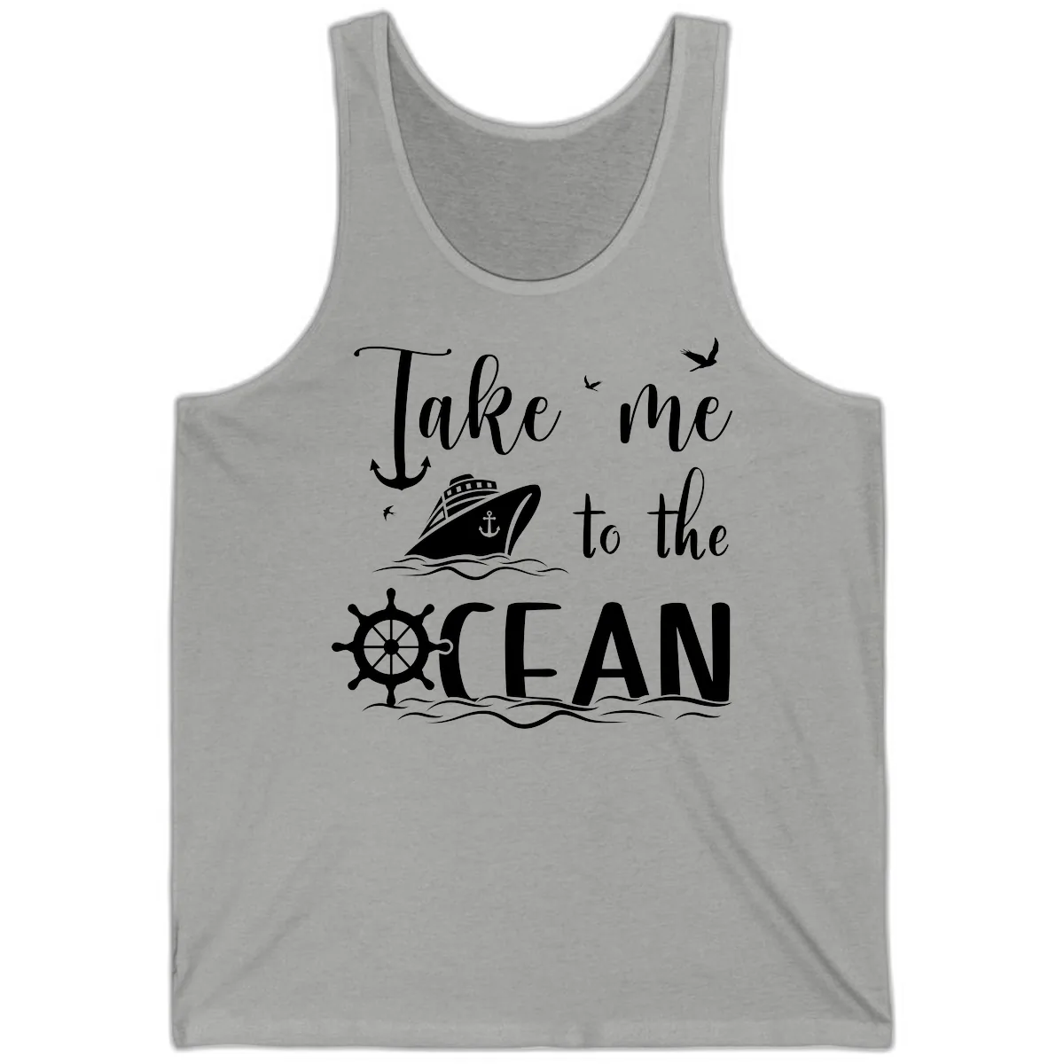 Take Me To The Ocean Tank in Athletic Heather
