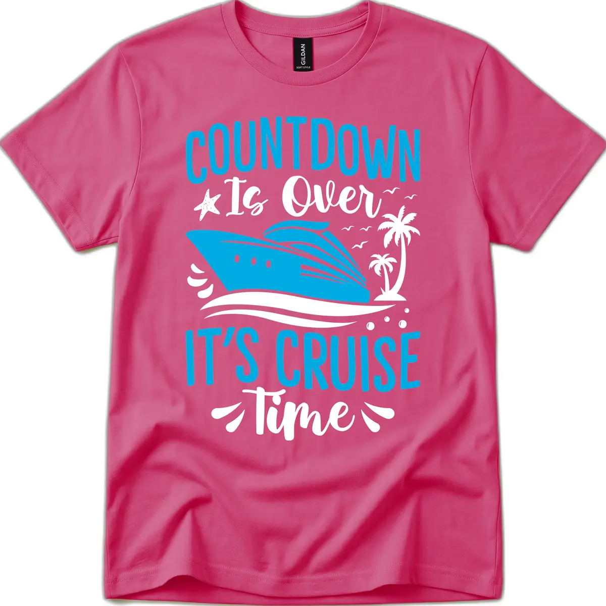 Countdown Is Over It's Cruise Time T-Shirt in Heliconia