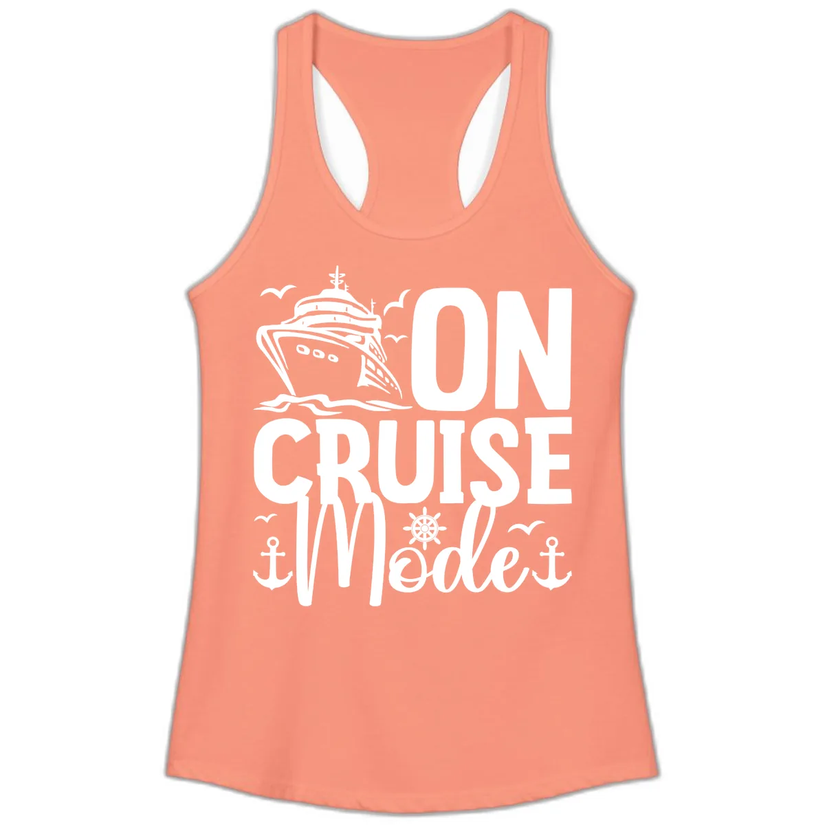 On Cruise Mode Ladies Tank in Solid Light Orange