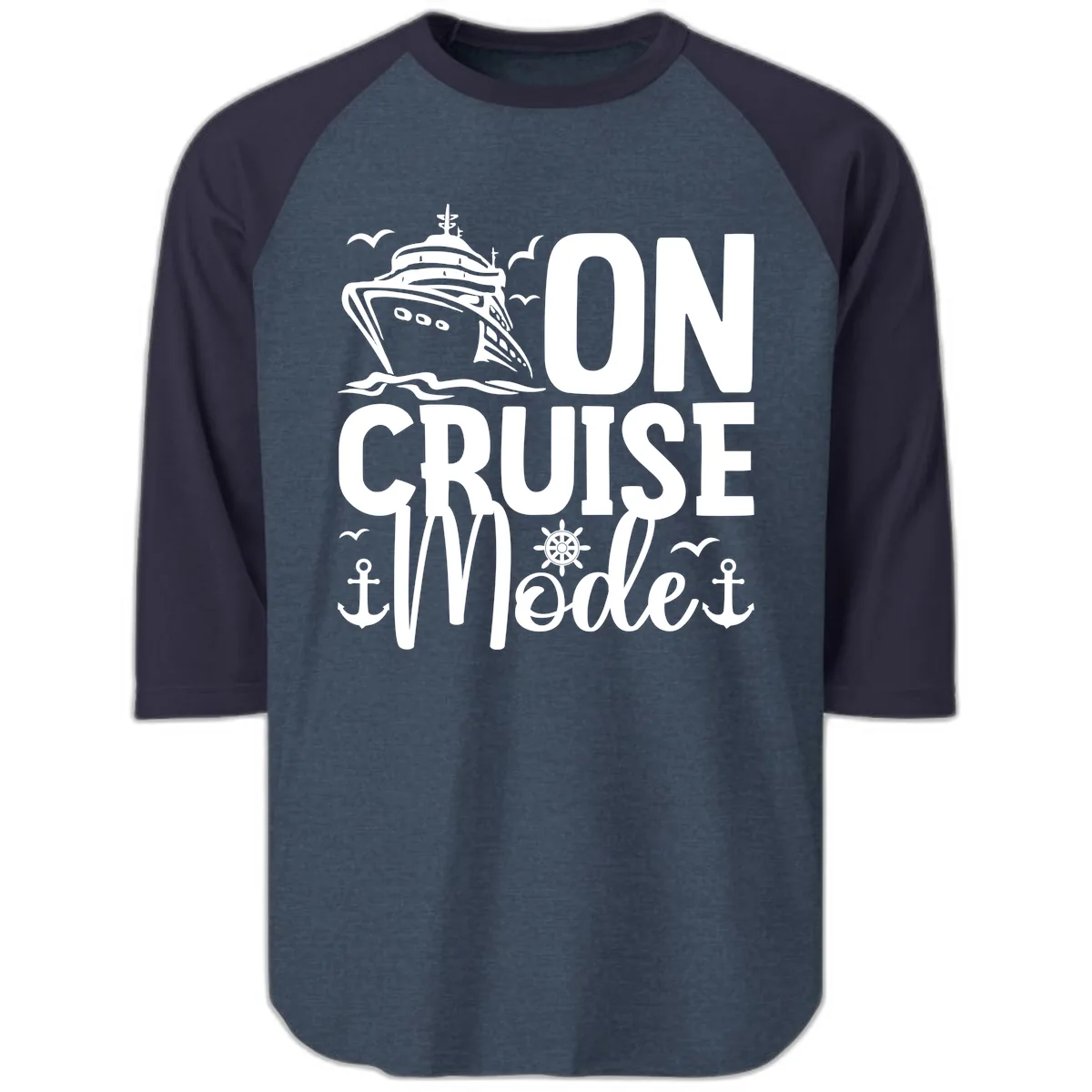 On Cruise Mode Raglan 3/4 in Heather Denim Navy