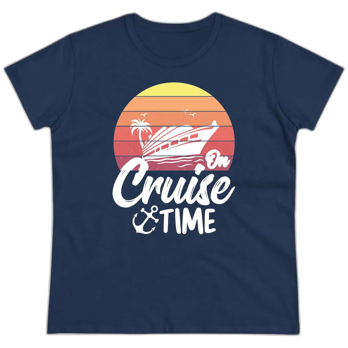 Cruise Time Sunset Vibes Ladies Tee in Navy
