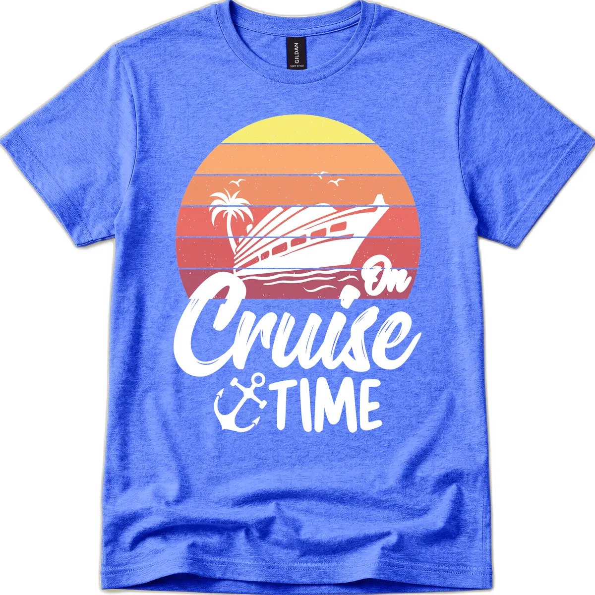 Cruise Time Sunset Vibes T-Shirt in Heather Royal