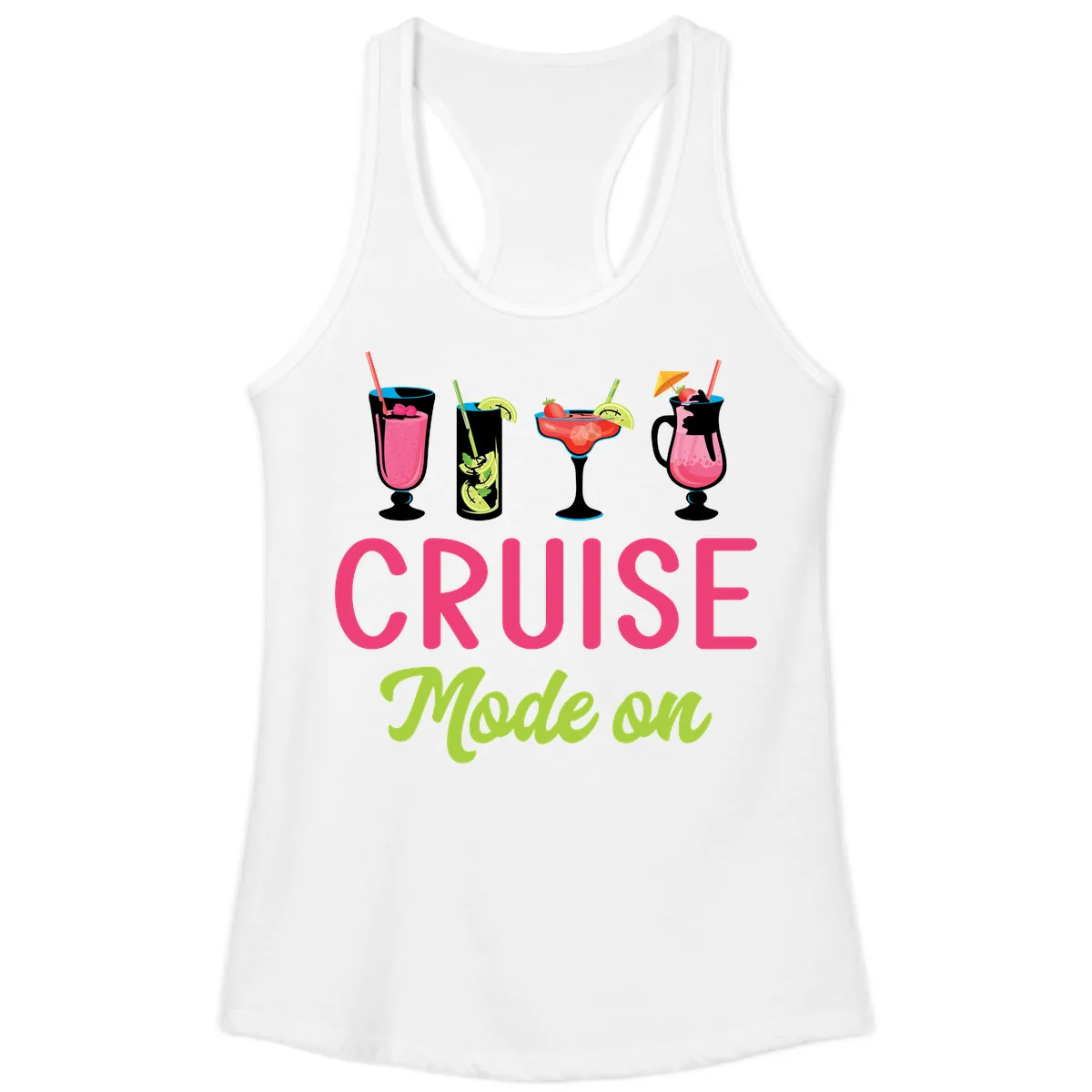 Cruise Mode On Ladies Tank in White