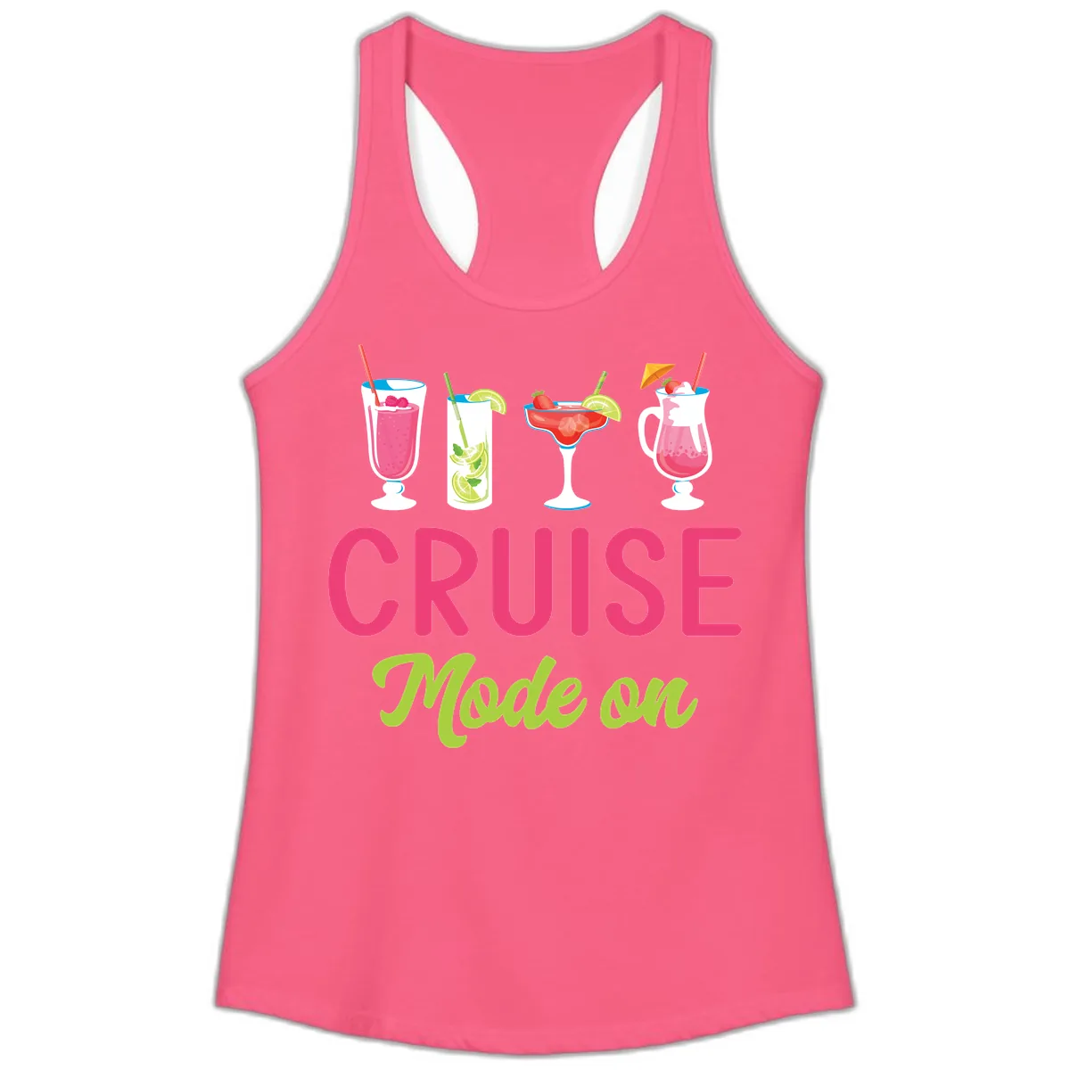 Cruise Mode On Ladies Tank in Solid Hot Pink