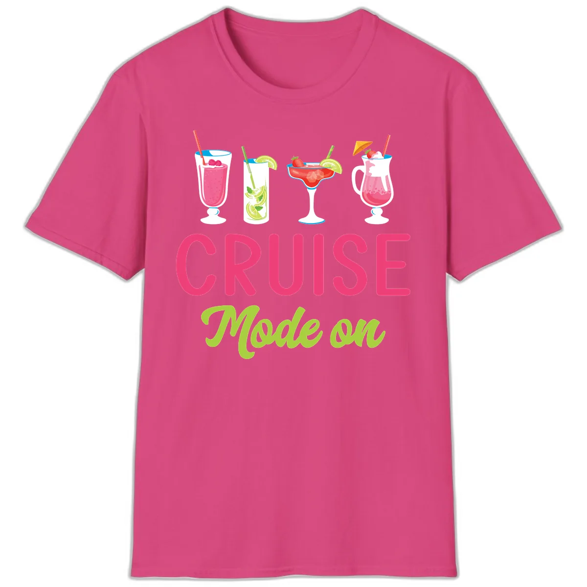 Cruise Mode On T-Shirt in Heliconia