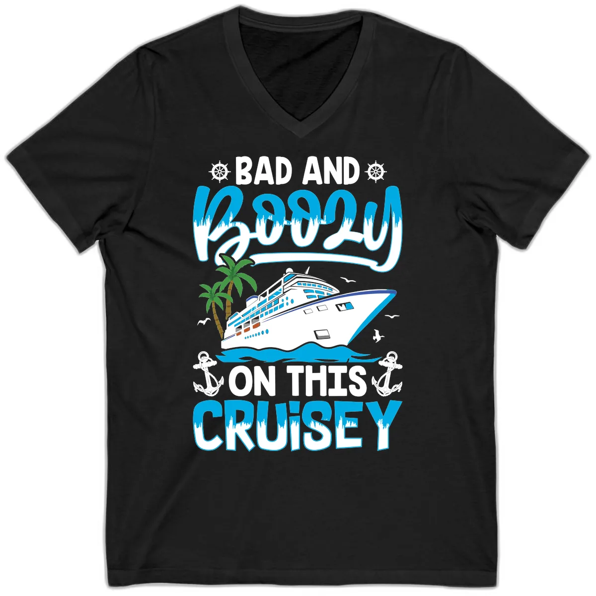 Bad And Saucy On This Cruise V-Neck in Black