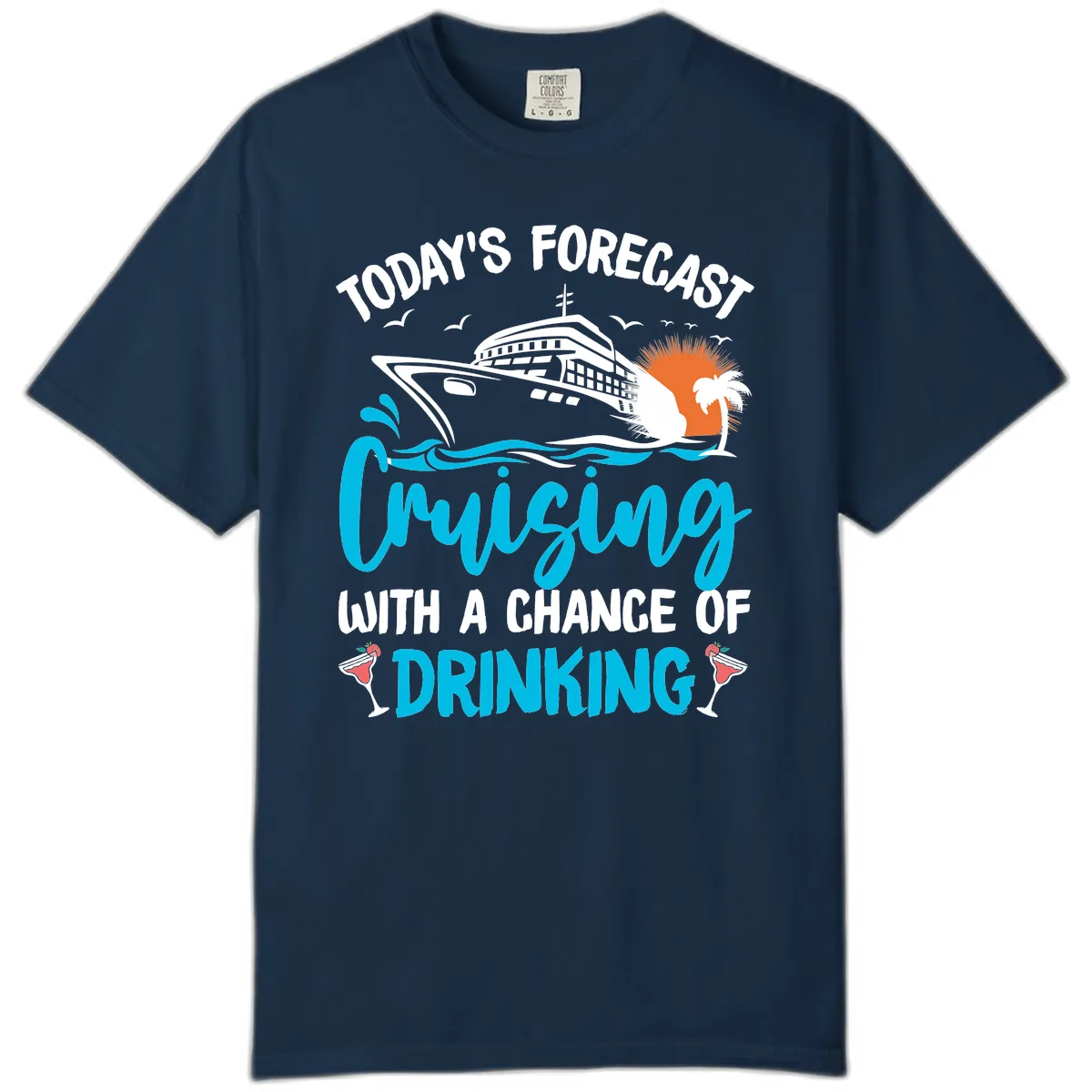 Cruising With A Chance Of Drinking Comfort Color in True Navy