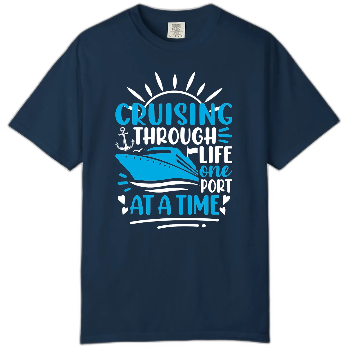 Cruising Through Life One Port At A Time Comfort Color in True Navy
