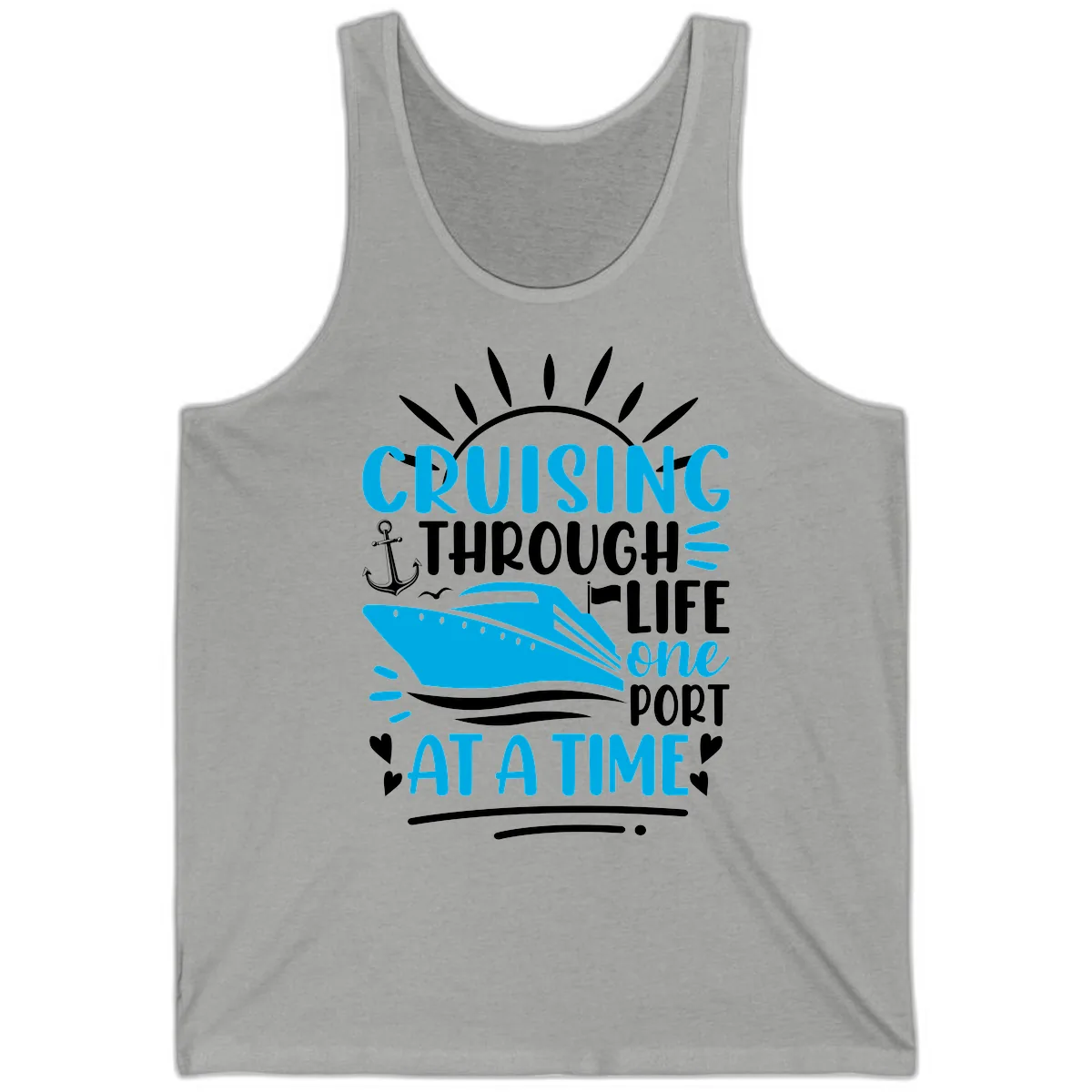 Cruising Through Life One Port At A Time Tank in Athletic Heather